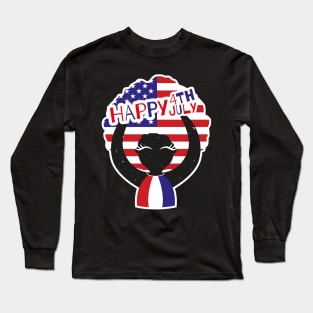 Happy 4th of July, Afro girl t-shirt Long Sleeve T-Shirt